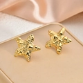 Elegant 18K gold starfish stud earrings with realistic textured finish in a gift box - EH080-Grainy Starfish
