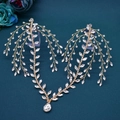 Cerchietto da sposa dorato con frange di strass scintillanti e pendente a goccia d'acqua - Oro