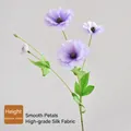 Three-head purple silk poppy flower stem 49cm for home decor and wedding floral design - Purple