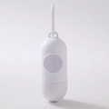 Minimalist white capsule pet waste bag dispenser with portable hanging ring for leash - White