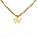 18K gold plated stainless steel necklace featuring a bold letter W initial pendant - Letter W / Gold