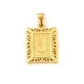 18K gold plated stainless steel rectangle necklace with embossed letter U pendant - Letter U (SP598G-U)