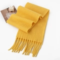 Soft yellow cashmere-feel scarf with fringe details and elegant gift card decoration - 240*30cm / Yellow