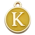 Golden double-sided alphabet K pendant with yellow enamel inlay for DIY jewelry - Letter K Style / 1 Piece (12x14mm) / Yellow