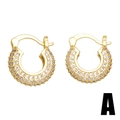 Elegant gold U-shaped hoop earrings with micro-pave cubic zirconia crystals for women - Style A (Wide) / Gold