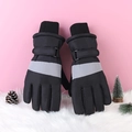 Guantes térmicos de invierno negros con tiras reflectantes grises y correas de velcro - Talla única / Negro de Hombre
