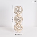 Set de 3 bolas de Navidad doradas con purpurina y rayas blancas en su caja - Bola de Espuma con Encaje y Lentejuelas - Estilo 1 / 3 Piezas/Caja