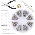 DIY Jewelry Tool Kit with Plier, Tweezer, Jump Rings, Lobster Clasps in Storage Box - White K Lobster Clasps + Tools