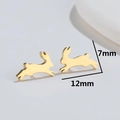 Golden stainless steel rabbit stud earring with dimensions 12mm length and 7mm height - 485 Gold Rabbit / 485 Gold