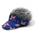 American flag baseball cap with grey wig hair for festive hip-hop fashion styling - Pentagram Flag + Grey Hair