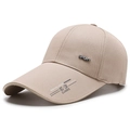 Beige honkbalpet met lange klep, Sport-belettering en katoenen twill textuur - Verstelbaar / Khaki