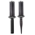 Black plastic hair volumizing rollers and massage combs for wavy hair styling - Black Gen 2 + Black (2-Piece Set)