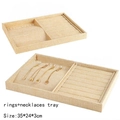 Linen jewelry display tray for rings and necklaces, beige finish, size 35x24x3cm - Linen Jewelry Tray