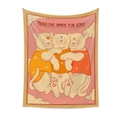 Detail of bohemian tapestry featuring three cats with Presence and Empathy text - Three Cats Hugging (GT220202-7)