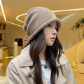 Women's warm camel knitted beanie with drawstring design for autumn and winter style - One Size / Drawstring Adjustable Style / Khaki