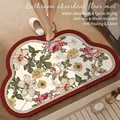 Vintage floral cloud-shaped non-slip bathroom mat with absorbent quick-dry fiber surface - 40*60cm (Normal Diatomite) / American Cloud Style-A