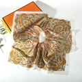 70cm paisley print silk scarf in orange and green tones with luxury gift box - 70*70cm / Paisley White
