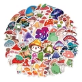 Detalle de pegatinas impermeables de setas y ranas animadas para decorar maletas - TT041-50 Piezas Pegatinas de Hongos Estilo A
