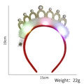 Diadema navideña LED con corona dorada perlas y ribete de piel blanca banda roja - Corona