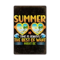 Vintage metal summer sign featuring a heart-shaped sunglasses design and retro sun beach scene - 11540(30) / 20*30cm