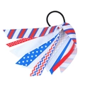 Girl's hair tie with patriotic red, white, and blue ribbons featuring stars and stripes - Style 2