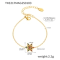 Gold plated stainless steel bracelet with a colorful cubic zirconia snowflake pendant - Gold Snowflake Multi-color Zirconia