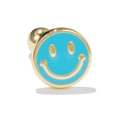 Classic blue enamel smiley face stud earring in gold finish with screw ball back - Blue Smile Face