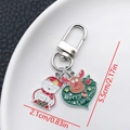 Christmas snowman and reindeer enamel keychain with silver clasp in white plate - ER840-White K Enamel Heart Reindeer Snowman U-shaped Keychain
