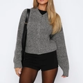 Women's casual grey knit cardigan with zipper and textured fabric in slim fit - S / Dark Gray