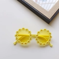 Cute daisy flower shaped sunglasses for kids in bright yellow with matching round lenses - Yellow