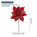 Red 25cm artificial poinsettia flower with sparkling glitter and 15cm stem for Christmas - Diameter 25cm (with 15cm stem) / Red