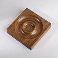 Square solid wood jewelry tray with double circular grooves for bracelet display - Square Black Walnut Clear Varnish