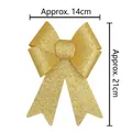Fiocco natalizio in nastro dorato glitterato, fiocco decorativo in PVC da 14x21cm - Oro (14*21cm)