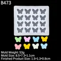 Moule en silicone à 16 cavités papillon pour résine DIY avec échantillons colorés - 4# (16 Grands Papillons) / Vert foncé