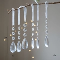 Set of 6 crystal icicle ornaments with faceted beads and large water drop pendants - Transparent Style D 6 Pcs