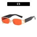 Gafas de sol rectangulares retro con montura dorada, lentes naranjas y patillas negras - Montura Dorada Lentes Rojas