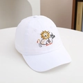 Detail van de witte honkbalpet voor kinderen met leeuw-borduurwerk en sneldrogende stof - 54cm 3-8 Jaar Oud / Wit