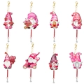 DIY 5D diamond painting Valentine gnomes pendant set with pink heart and crystal beads - Style 22