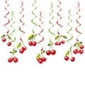 Decorazioni a spirale a tema ciliegia con ritagli di frutti rossi e foglie verdi - 9 pezzi Ciliegia Spirali Appese