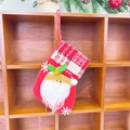 Hanging red Christmas stocking with Santa Claus 3D figure and snowflake detail - Red Small Stocking (Santa Style)