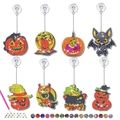 Detailed view of Halloween 5D DIY diamond painting kit with pumpkins and bats hangers - Halloween Pumpkin (Set of 8)
