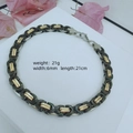 Men's titanium steel bracelet in black, gold, and silver 6mm wide and 21cm long - 6mm*22cm / Gold Black