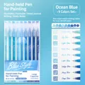 Set di 9 penne gel blu oceano per scrapbooking e disegno con fusto trasparente - Set di 9 Blu Sale Marino