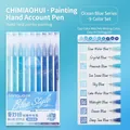 9-piece ocean blue gel pen set for journaling and drawing with transparent barrels - Sea Salt Blue 9-Color Set