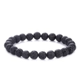 Bracciale elastico in pietra lavica con perline vulcaniche nere e trama porosa - Pietra lavica