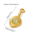 Vintage gold necklace pendant with green jadeite stone and square ripple texture - Pendant (Green Chalcedony Style 3)