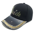 Berretto da baseball sfumato da donna con scritta Bride in strass e corona chic - M (56-58cm) / Nero