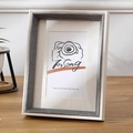 Minimalist white photo frame with dark grey brushed inner texture and mat for desk display - Premium Grey
