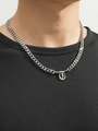 Gothic letter D pendant on a silver Cuban link chain necklace worn by a professional model - Silver Letter T