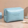 Portable waterproof makeup bag in a spacious minimalist design for cosmetic storage - Octagonal Pouch / Blue